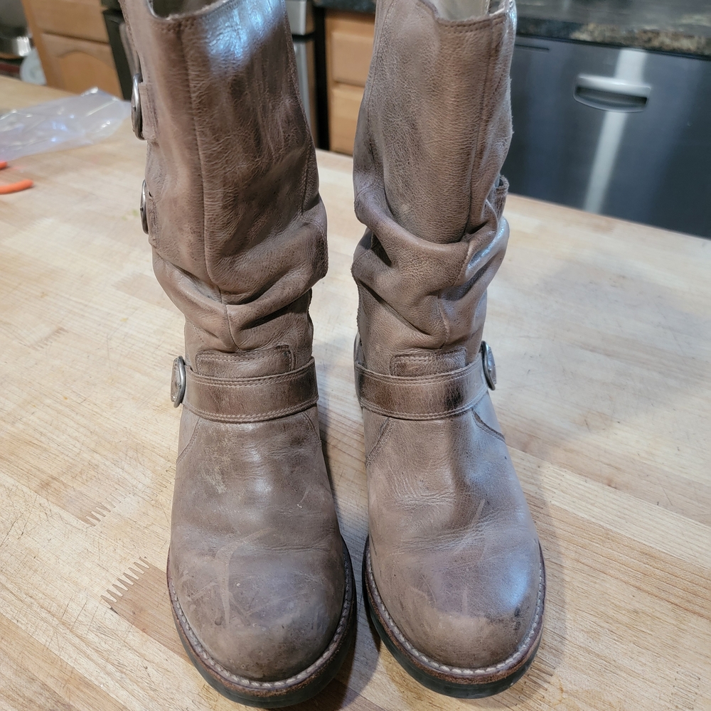 Matisse Taupe Leather Moto Boots